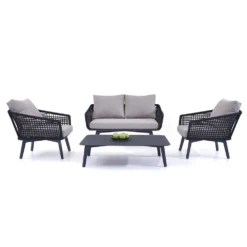 Barcelona 4-delige Stoel-bank Loungeset Met Salontafel -Tuinartikelen Winkel barcelona 4 delige stoel bank loungeset met salontafel 2