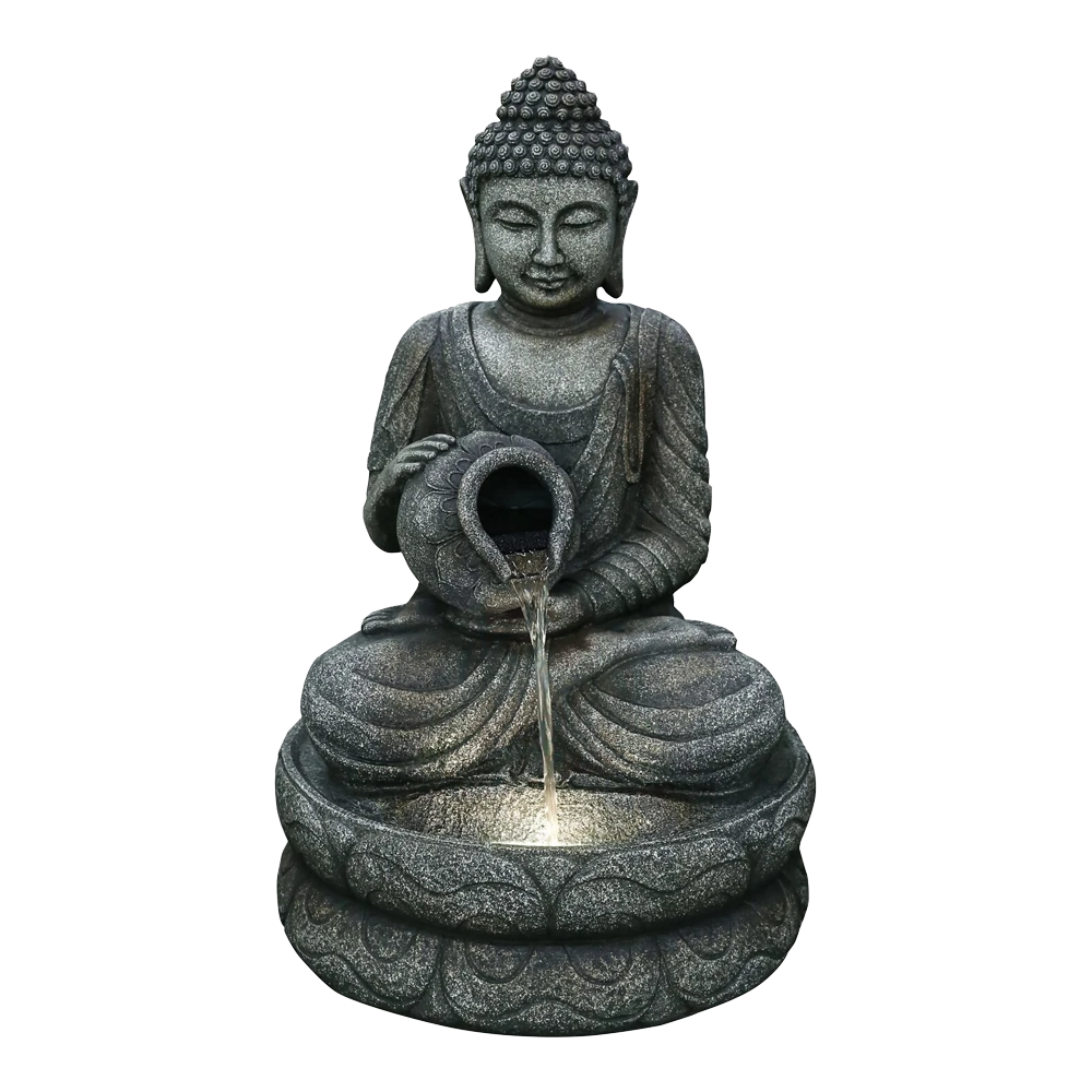 Buddha Met Waterkruik - 81cm Hoog - Polystone 3 Buddha Met Waterkruik - 81cm Hoog - Polystone