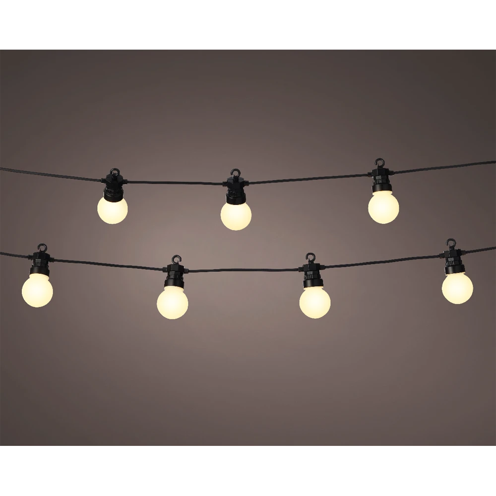 Lumineo Feestverlichting Lichtsnoer - Bolvorm- 950cm - 20 LEDS - Warm Wit - Afbeelding 2