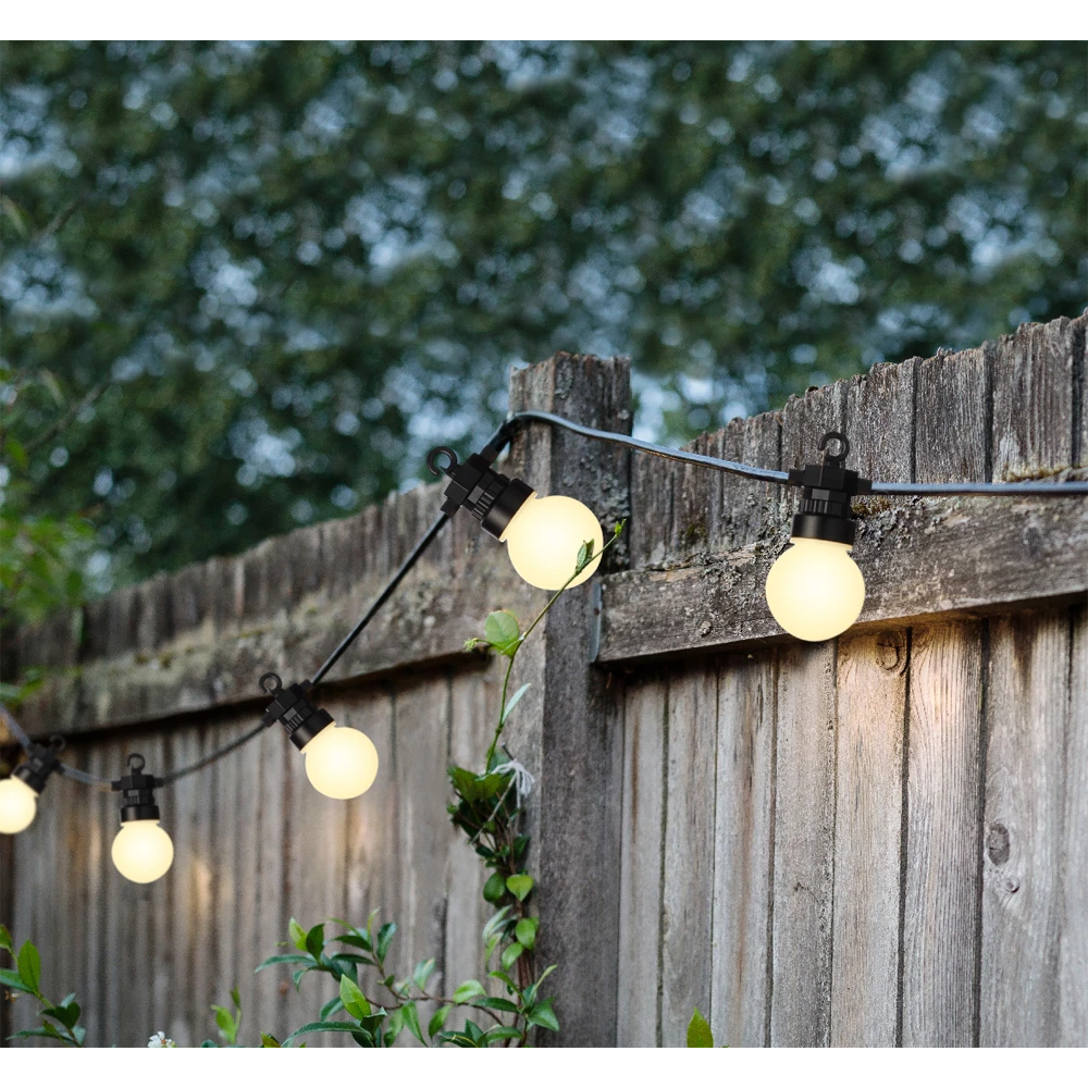 Lumineo Feestverlichting Lichtsnoer - Bolvorm- 950cm - 20 LEDS - Warm Wit - Afbeelding 3