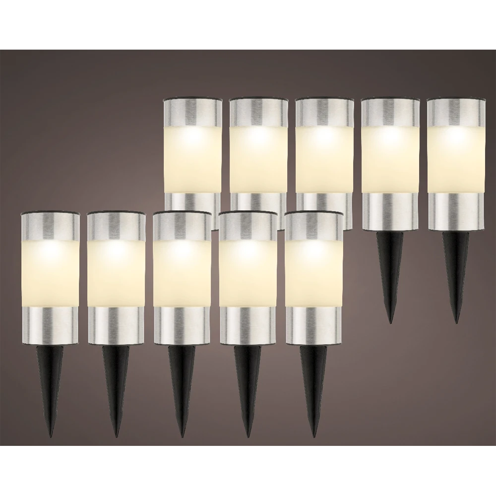 Lumineo LED Solar Tuinlamp - D6 X H14cm - RVS - 10st. - Afbeelding 2