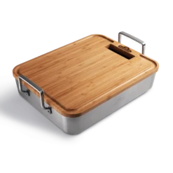 RVS Braadslee 40x31x8cm Met Bamboe Snijplank - Napoleon