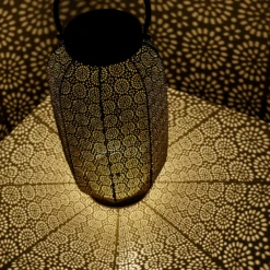 Lumineo Solar Lantaarn - LED - D20 X H36cm - Zwart/Goud -Tuinartikelen Winkel solar lantaarn led d20 x h36cm zwart goud solar 4 3