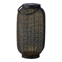 Lumineo Solar Lantaarn - LED - D20 X H36cm - Zwart/Goud -Tuinartikelen Winkel solar lantaarn led d20 x h36cm zwart goud solar 5 3