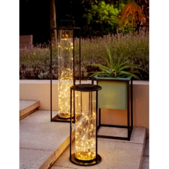 Lumineo Solar Lantaarn - LED - D20 X H49cm - Zwart -Tuinartikelen Winkel solar lantaarn led d20 x h49cm zwart solar 3 3