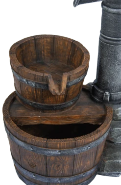 Waterornament Pomp Met Vaten - 74cm Hoog - Polystone -Tuinartikelen Winkel waterornament pomp met vaten 74cm hoog polystone 3